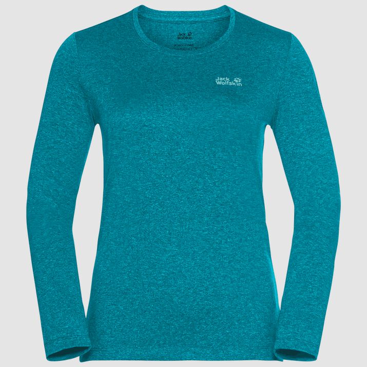 Camiseta Manga Larga Jack Wolfskin Sky Thermal Mujer Verdes Oscuro Mexico-3574911